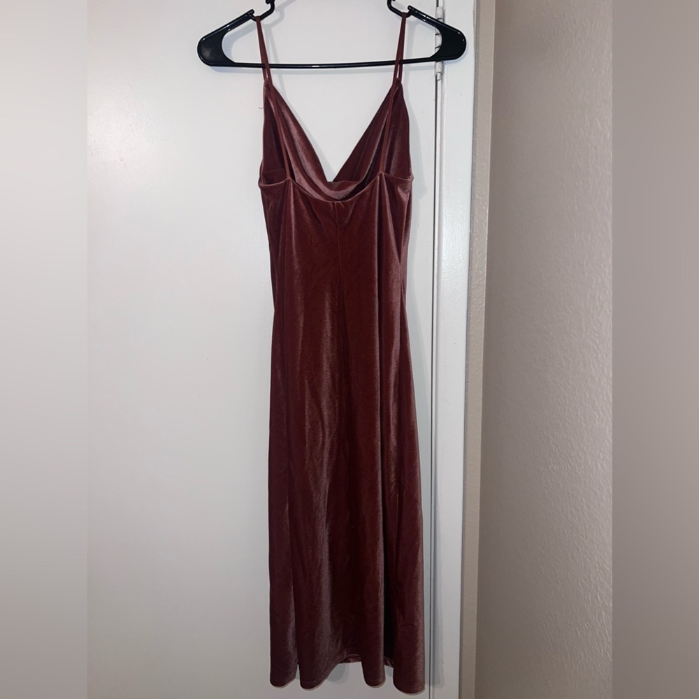 NWOT Jenny Yoo Mauve Cowl Neck Midi Dress - Picture 6 of 7